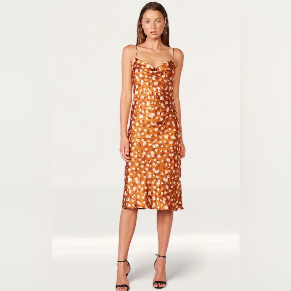 Bardot Animal Print Slip Midi Dress